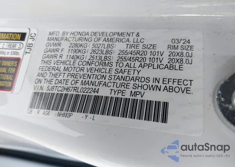 2024 Acura Rdx A-Spec Package из США, поврежденный, VIN 5J8TC2H67RL022244